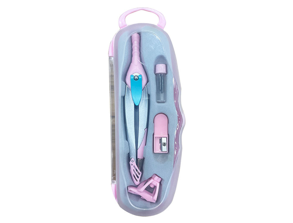 COMPASSO LIDERPAPEL LOCK DEVICE COM ADAPTADOR UNIVERSAL E TUBO DE MINAS COR ROSA CLARO