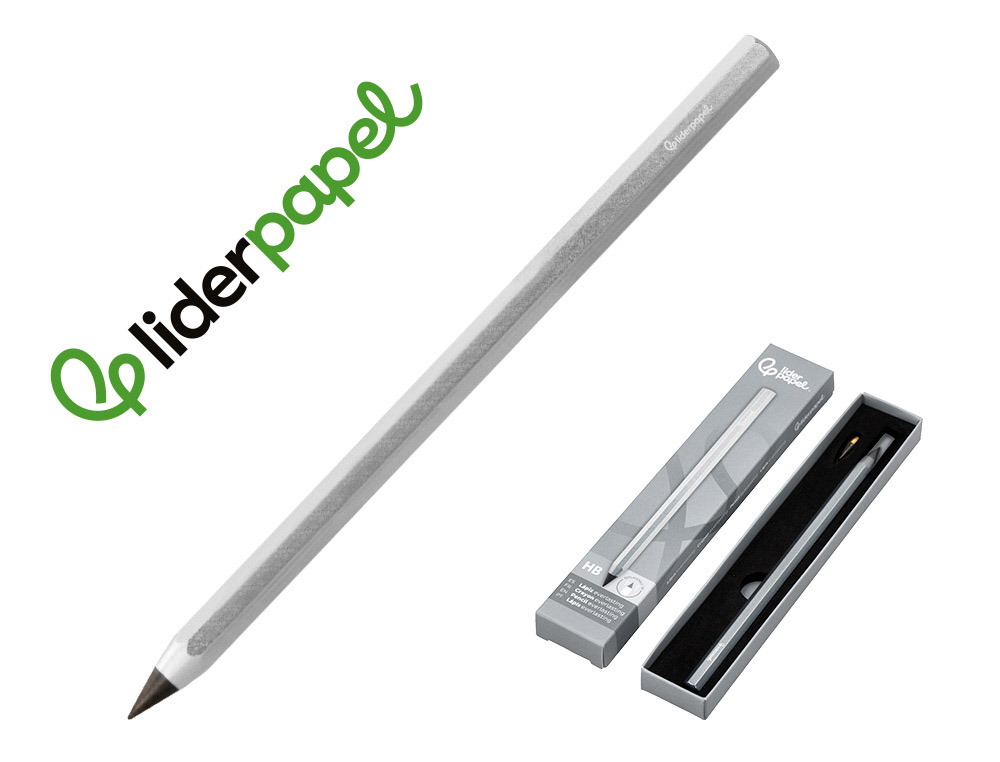 LAPIS DE GRAFITE LIDERPAPEL INFINITO COM BORRACHA ALUMINIO HEXAGONAL PRATEADO ULTRA RESISTENTE 1 PONTA DE RECARGA