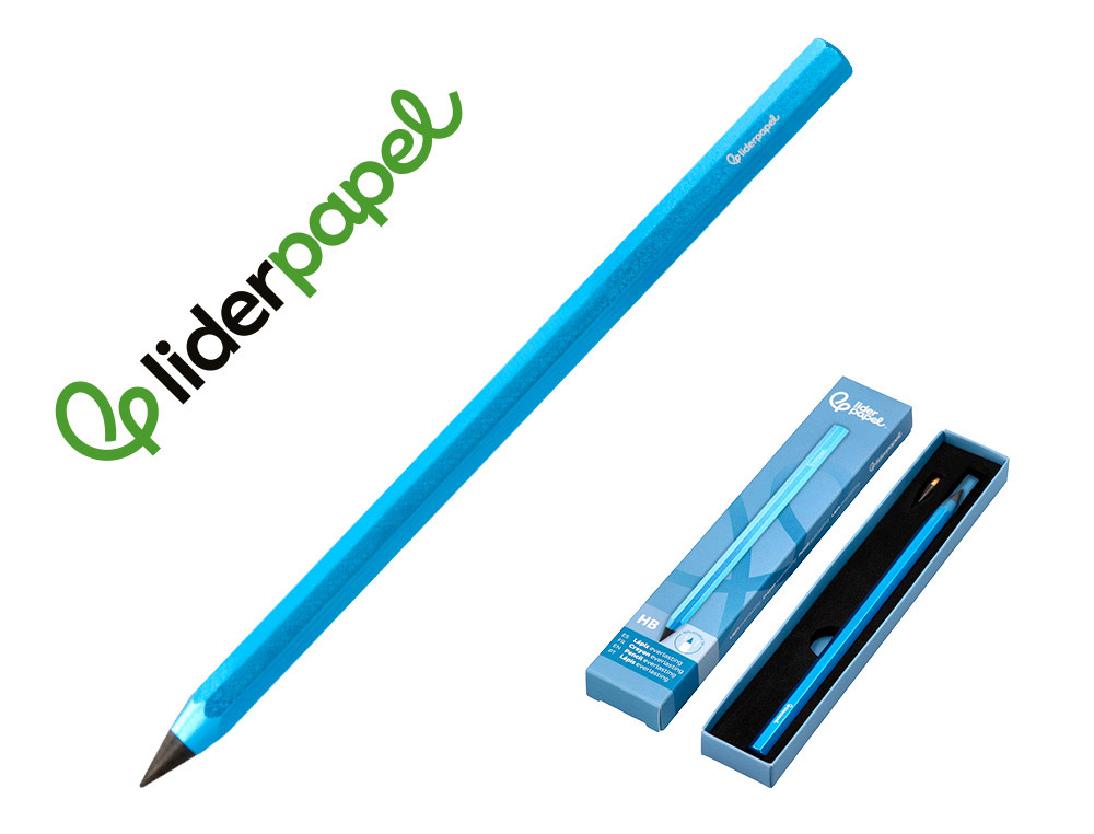 LAPIS DE GRAFITE LIDERPAPEL INFINITO COM BORRACHA ALUMINIO HEXAGONAL AZUL ULTRA RESISTENTE 1 PONTA DE RECARGA