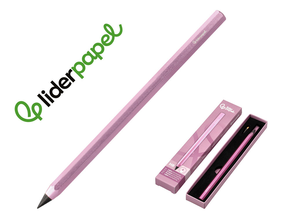 LAPIS DE GRAFITE LIDERPAPEL INFINITO COM BORRACHA ALUMINIO HEXAGONAL ROSA ULTRA RESISTENTE 1 PONTA DE RECARGA