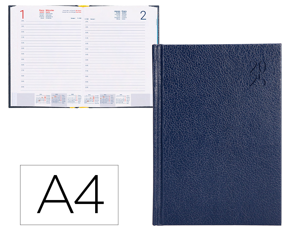 AGENDA ENCADERNADA LIDERPAPEL CORFU A4 2025 DIA PAGINA COR AZUL PAPEL 60 GR