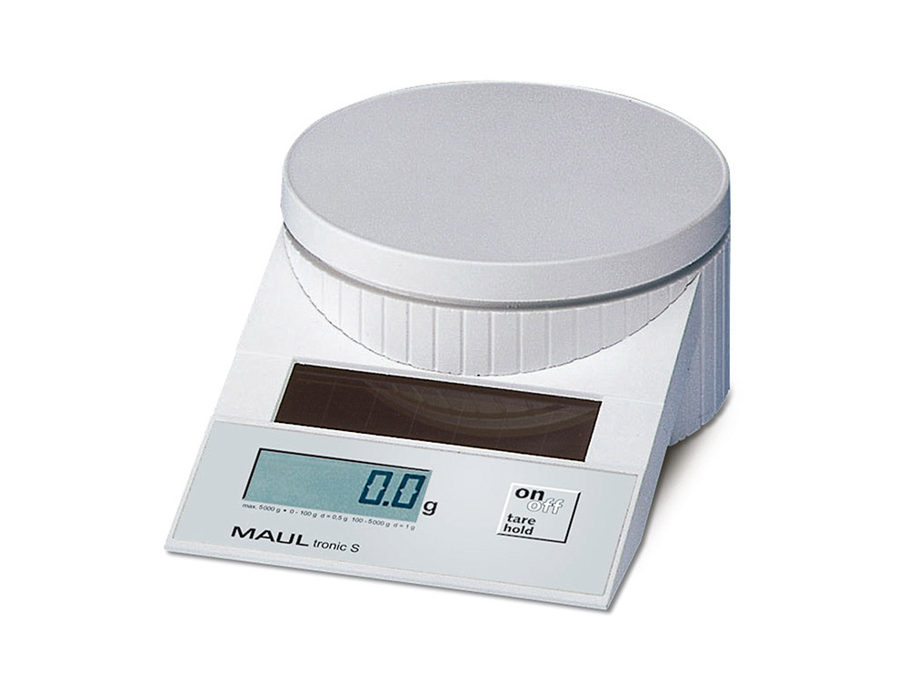 BALANCA DE ESCRITORIO MAUL TRONIC SOLAR 5000 GR DESLIGAR AUTOMATICO COR BRANCO 196X130X65 MM