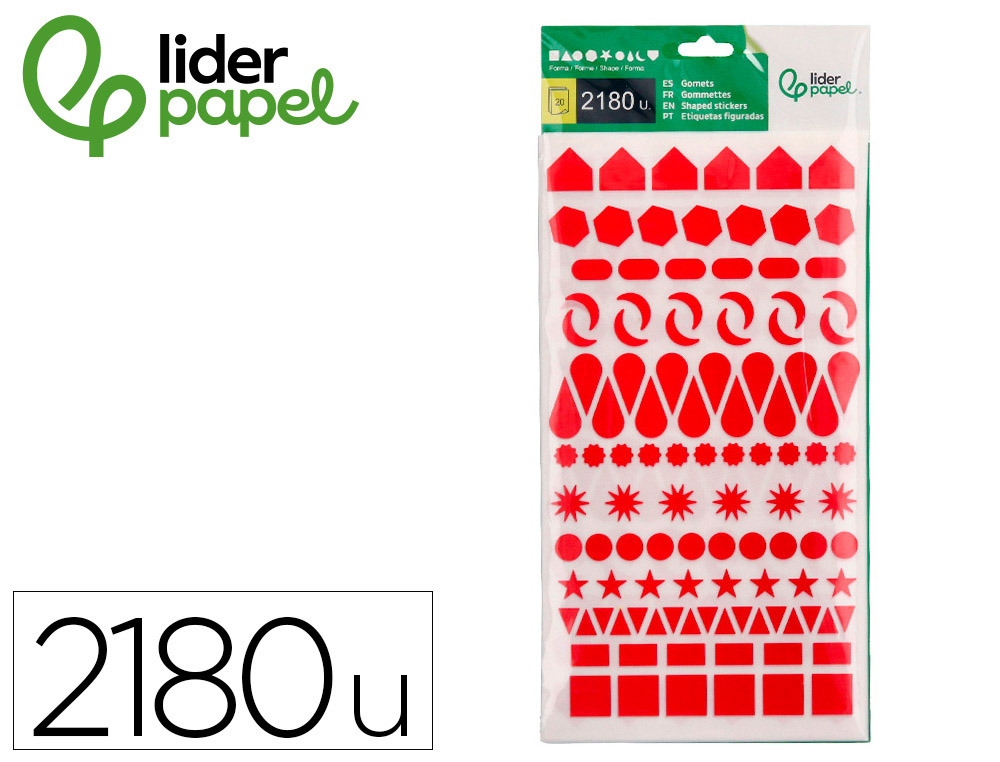 ETIQUETAS ESCOLAR LIDERPAPEL FIGURAS SORTIDAS BOLSA DE 20 FOLHAS CIRCULOS TRIANGULOS ESTRELAS QUADRADOS CORES SORTIDAS
