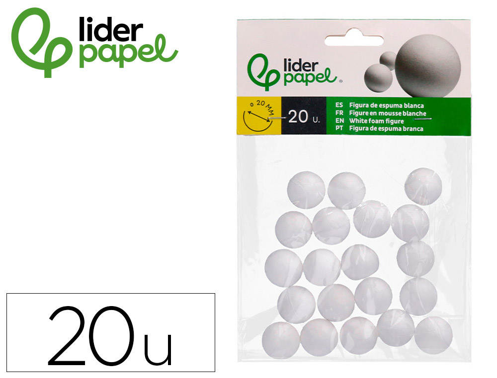 FIGURA DE ESPUMA BRANCA LIDERPAPEL BOLA DE 2 CM BOLSA COM 20 UNIDADES