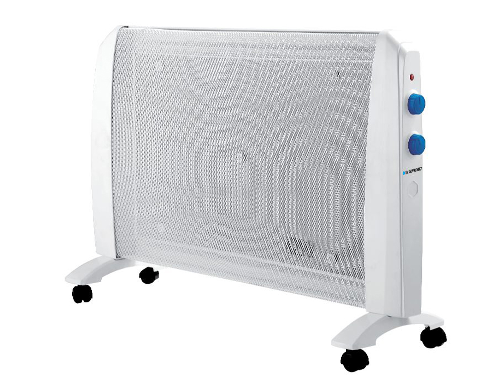 RADIADOR DE MICA BLAUPUNKT 2000W DOIS NIVEIS POTENCIA PROTECAO SOBRE AQUECIMENTO COM RODAS COR BRANCO