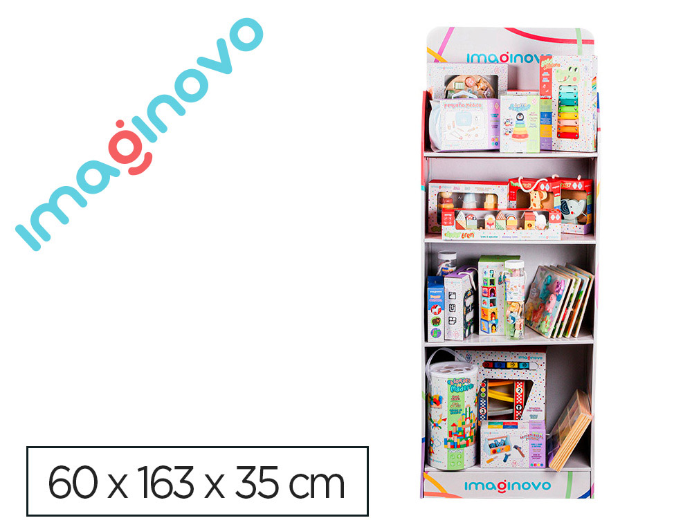 EXPOSITOR DE CHAO IMAGINOVO EM CARTAO JOGOS INFANTIS COM 23 JOGOS E 18 PUZZLES SORTIDOS 600X1630X350 MM