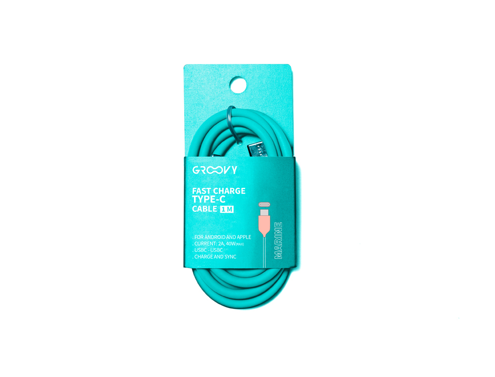 CABLE GROOVY TIPO C A TIPO C CARGA RAPIDA LONGITUD 1 MT COLOR AZUL MARINO