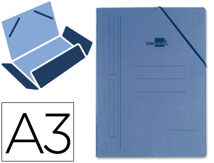 PASTA DE ELASTICOS LIDERPAPEL DIN A3 COM ABAS AZUL