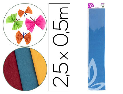 PAPEL CREPE EM CELOFANE LIDERPAPEL 50 CM X 2,5 M AZUL CLASSICO