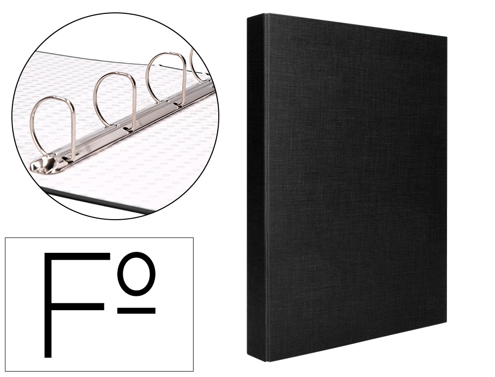 CAPA LIDERPAPEL PAPER COAT 4 ANEIS 40 MM FORRO PVC FOLIO PRETO