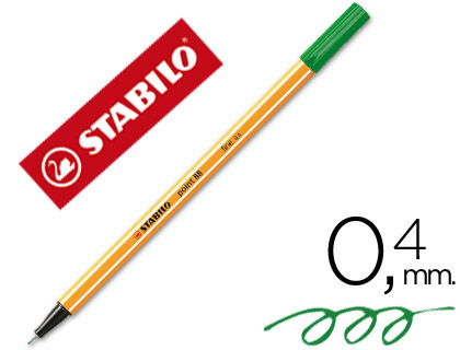 MARCADOR STABILO PONTA DE FIBRA POINT 88 VERDE FOLHA 0,4 MM