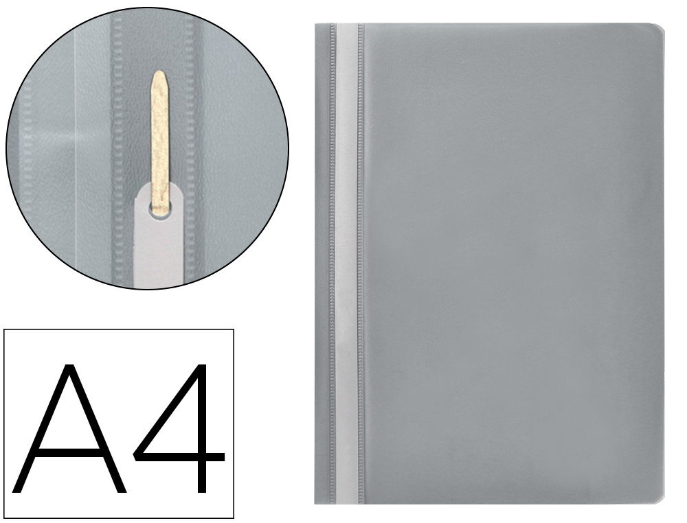 BOLSA DOSSIER Q-CONNECT FASTENER EM PLASTICO DIN A4 CINZA