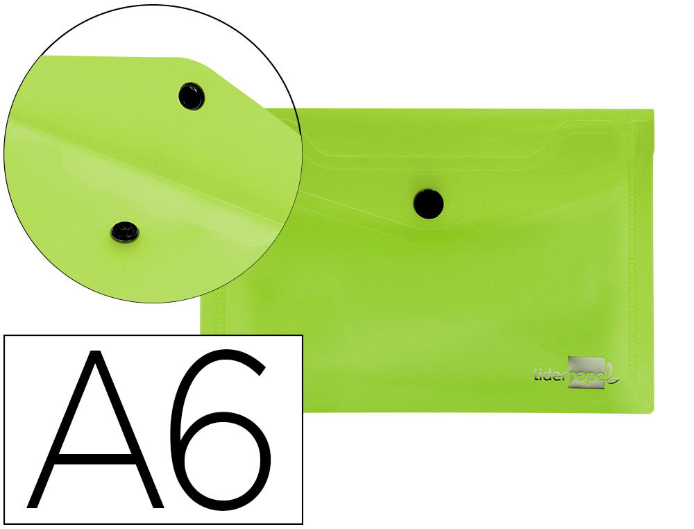 BOLSA PORTA DOCUMENTOS LIDERPAPEL COM MOLA DIN A6 VERDE