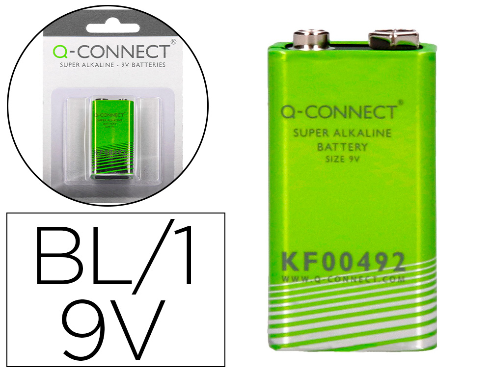 PILHA Q-CONNECT ALCALINA 9VOLT BLISTER COM 1 UNIDADE