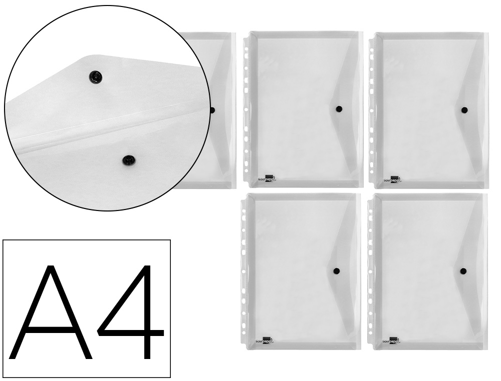 BOLSA PORTA DOCUMENTOS LIDERPAPEL MULTIPERFURADA DIN A4 PACKDE 5 INCOLOR TRANSPARENTE