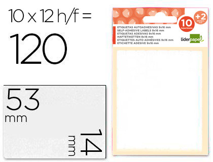 ETIQUETAS ADESIVAS LIDERPAPEL 10 + 2 FOLHAS 14X53 MM 120 ETIQUETAS