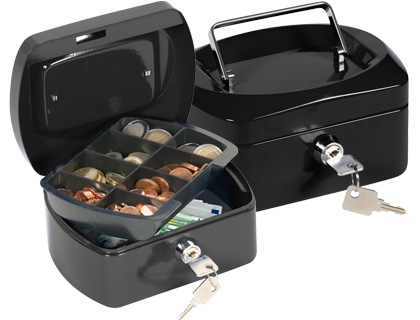 COFRE COM BANDEJA PARA MOEDAS Q-CONNECT 152X80X115 MM PRETO