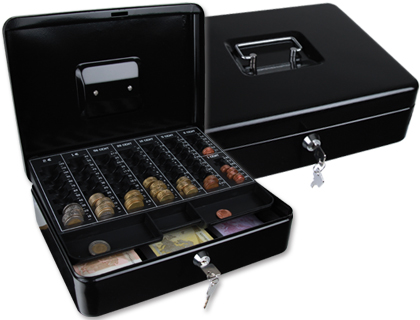 COFRE COM BANDEJA PARA MOEDAS Q-CONNECT 300X90X240 MM PRETO