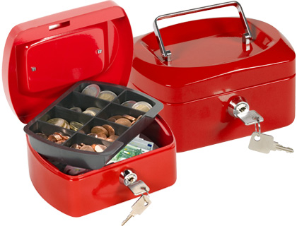 COFRE COM BANDEJA PARA MOEDAS Q-CONNECT 152X80X115 MM VERMELHO