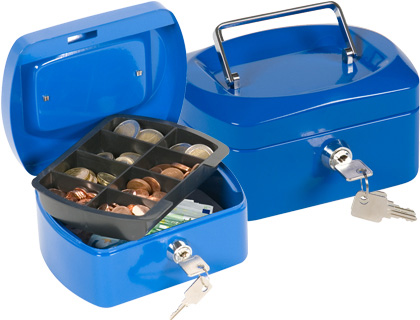 COFRE COM BANDEJA PARA MOEDAS Q-CONNECT 152X80X115 MM AZUL