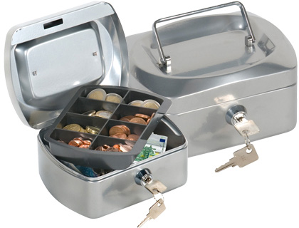 COFRE COM BANDEJA PARA MOEDAS Q-CONNECT 152X80X115 MM PRATA