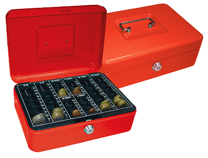 COFRE COM BANDEJA PARA MOEDAS Q-CONNECT 250X90X180 MM VERMELHO