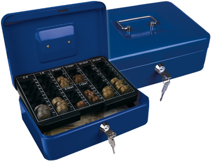 COFRE COM BANDEJA PARA MOEDAS Q-CONNECT 250X90X180 MM AZUL
