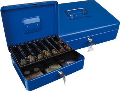 COFRE COM BANDEJA PARA MOEDAS Q-CONNECT 300X90X240 MM AZUL