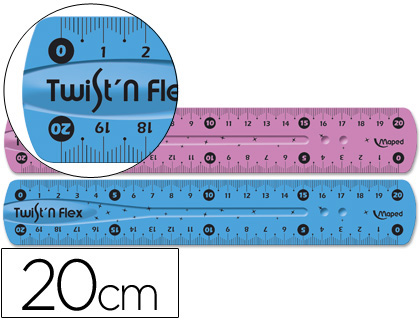REGUA PLASTICO FLEXIVEL DE 20 CMS. CORES SORTIDAS. ROTATIVO.CORES SORTIDAS