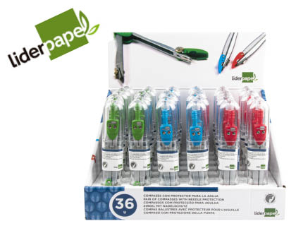 COMPASSO LIDERPAPEL MK-1 COM PROTETOR DE PONTA CORES SORTIDAS