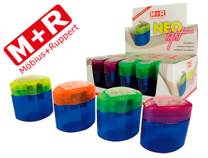 APARA LAPIS M+R NEO LIGHT 2 USOS COM DEPOSITO CORES SORTIDAS