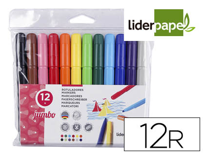 MARCADOR LIDERPAPEL FELTRO JUMBO CAIXA 12 CORES