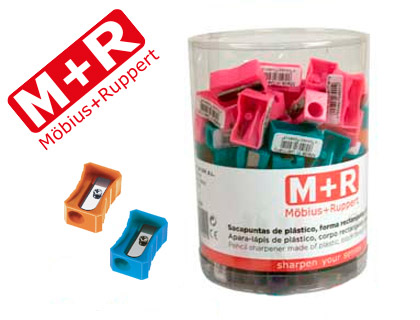APARA LAPIS M+R 304 PLASTICO RECTANGULAR UM USO CORES SORTIDAS