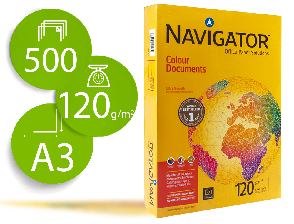PAPEL FOTOCOPIA NAVIGATOR DIN A3 120 GR EMBALAGEM DE 500 FOLHAS