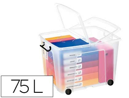 CAIXA DE ARMAZENAGEM CEP 75 LITROS TRANSPARENTE COM TAMPA 485X600X415 MM