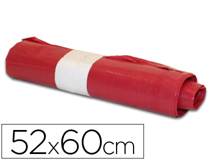 SACO DE LIXO DOMESTICO VERMELHA 52X60CM GALGA 70 ROLO DE 20 UNIDADES