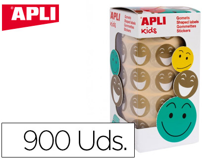 ETIQUETAS APLI AUTOADESIVAS SMILE OURO CARA FELIZ ROLO DE 900 UNIDADES