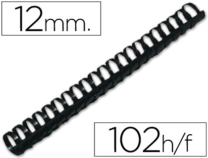 ESPIRAL Q-CONNECT REDONDA 12 MM PLASTICO PRETO CAPACIDADE 102 FOLHAS CAIXA DE 100 UNIDADES