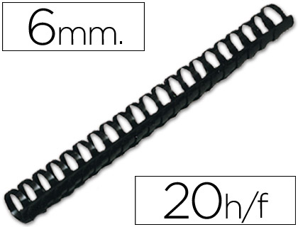 ESPIRAL Q-CONNECT REDONDA 6 MM PLASTICO PRETO CAPACIDADE 20 FOLHAS CAIXA DE 100 UNIDADES