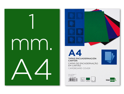 CAPA DE ENCADERNACAO LIDERPAPEL CARTAO DIN A4 1 MM VERDE PACK DE 50 UNIDADES