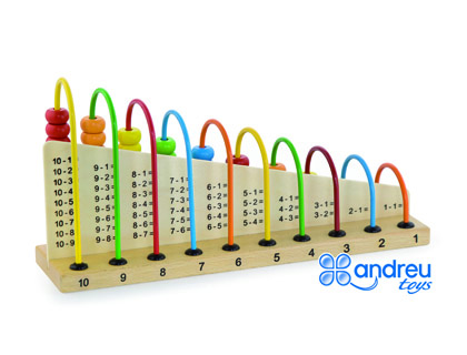 JOGO ANDREUTOYS ABACO MADEIRA PARA SUMAR E SUBTRAIR 29X14,5X7,5 CM