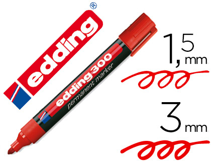 MARCADOR EDDING PERMANENTE 300 VERMELHO PONTA REDONDA 1,5 MM