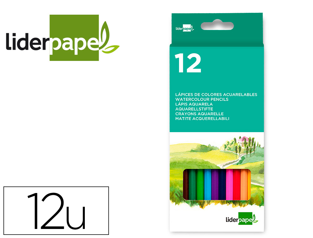 LAPIS DE COR LIDERPAPEL AGUARELAVEIS CAIXA DE 12 CORES