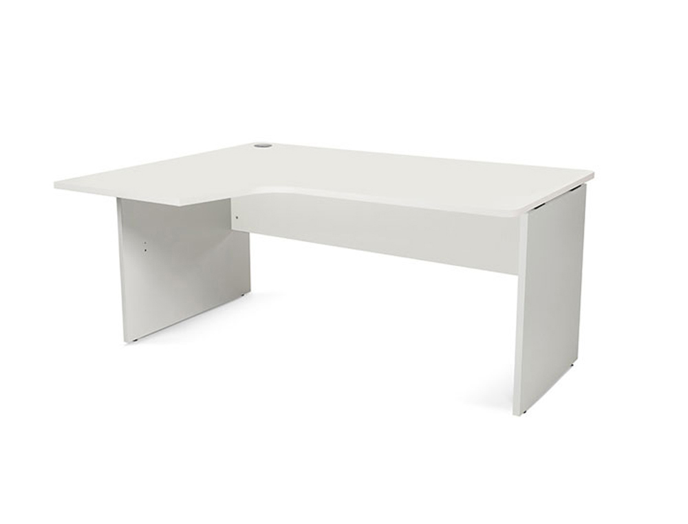 ALA PARA MESA ROCADA SERIE WORK 160X120 CM ESQUERDA ACABAMENTO AB04 ALUMINIO/BRANCO
