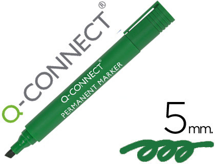 MARCADOR Q-CONNECT PERMANENTE VERDE PONTA BISELADA 5.0 MM